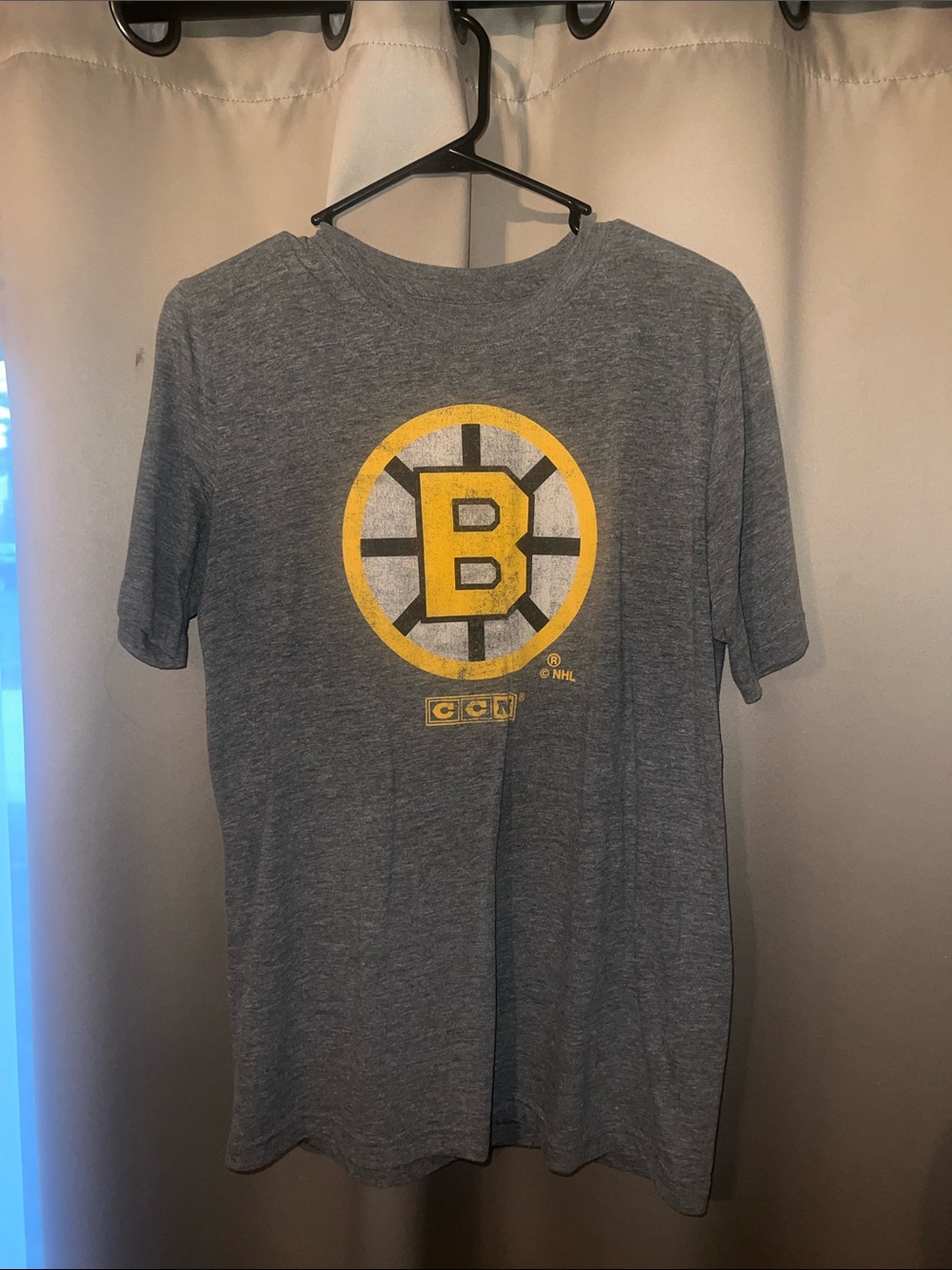 CCM Gray Short Sleeve Tee with Yellow Boston 'B' Logo